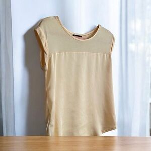 MANGO butter yellow satin effect blouse. Elegant Cream Women's Top
